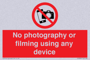 No photography or filming using any device